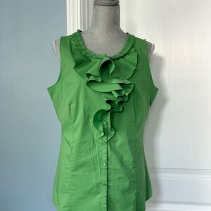 The Limited Sleeveless Green Ruffled Women’s Buttoned Blouse, sz L